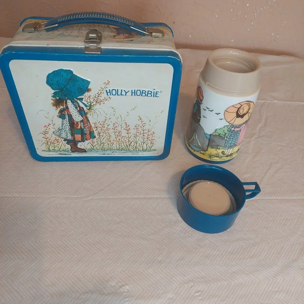 1970's Holly Hobbie Lunch Box W/Thermos & Holly Hobbie S&P Shakers